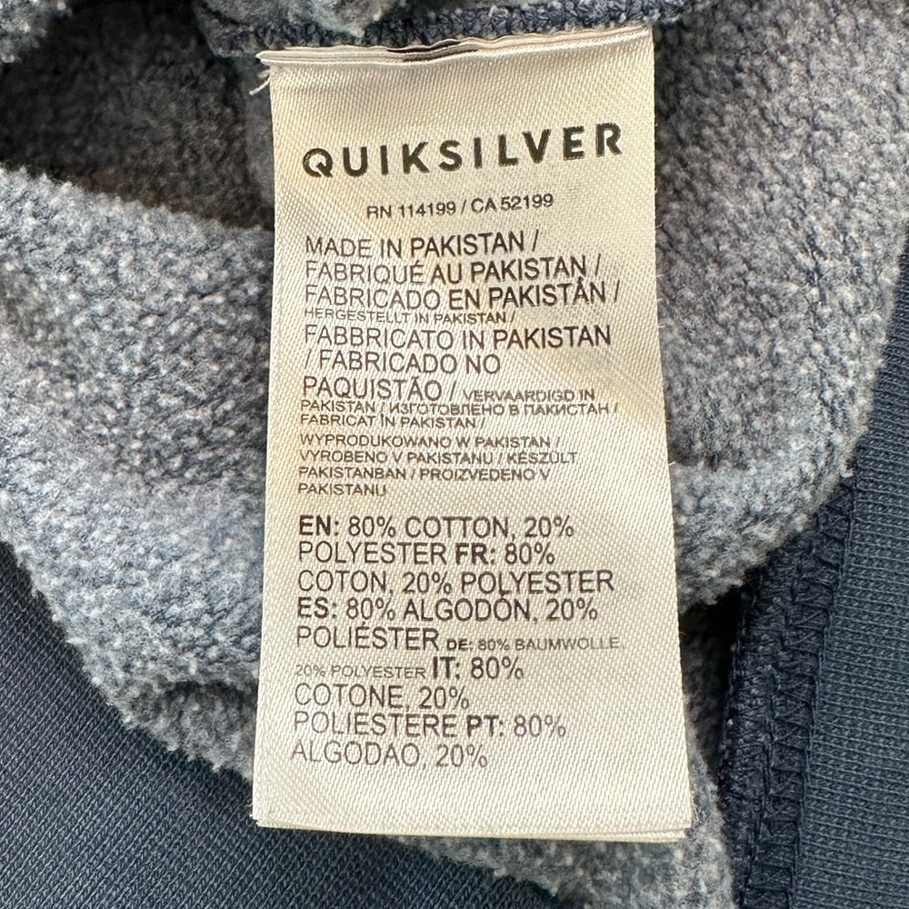 Quicksilver Hoodie Pullover Sweatshirt Sweet as Slab Blue Men’s Size Medium - Picture 8 of 9